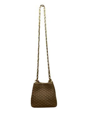 L.J.S Collection Women’s Beige Woven Gold Chain Strap Crossbody Bag